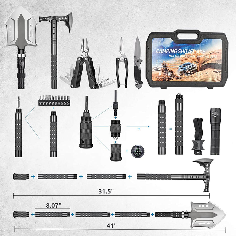 Kit de pelle multi-outils de survie 28 en 1