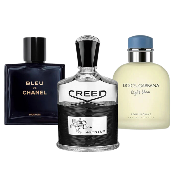 3 Parfums Bleu de Chanel, Creed Aventus, Dolce Gabbana Light Blue (Eau Parfum)