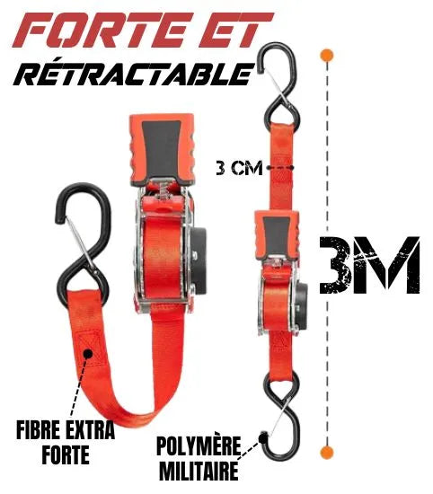 Sangles de Chargement à Cliquet Automatique 750 kg 3m X 3cm - SwiftStrap ProRoll