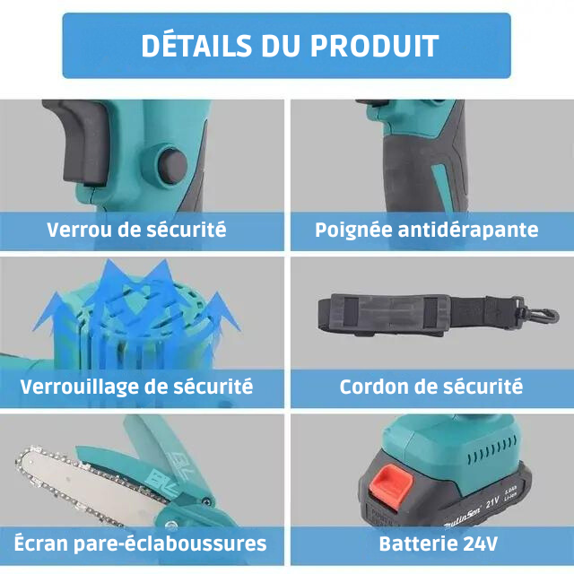 2 En 1 Cordless 8 Pouces Chainsaw Avec Pole Saw