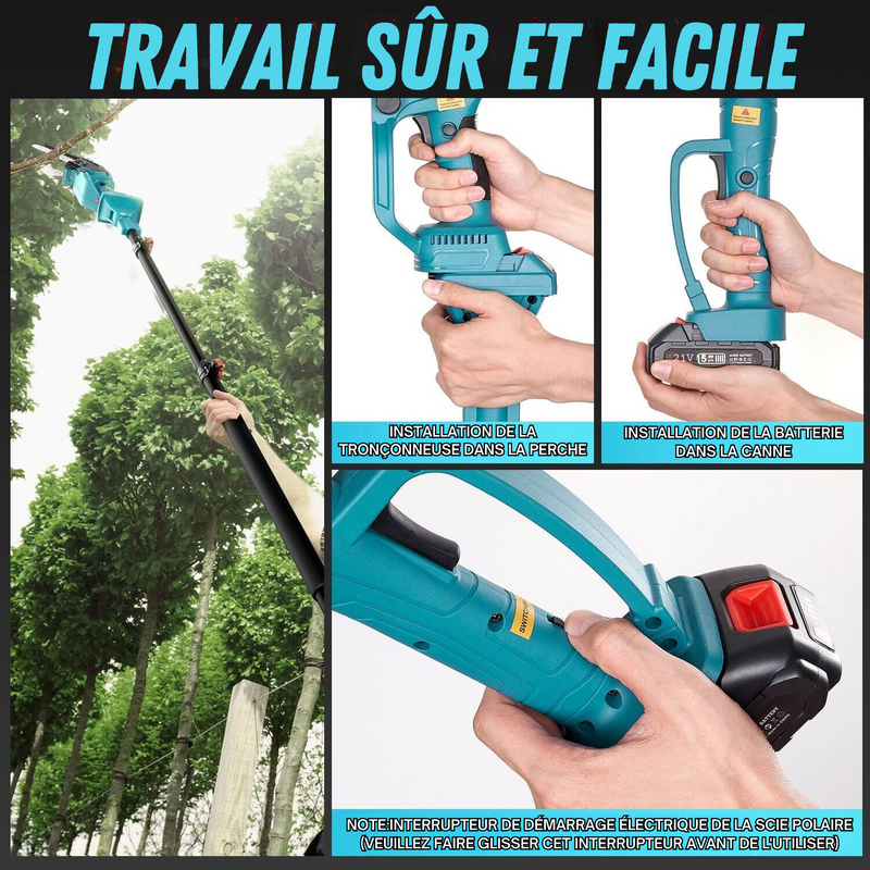 2 En 1 Cordless 8 Pouces Chainsaw Avec Pole Saw